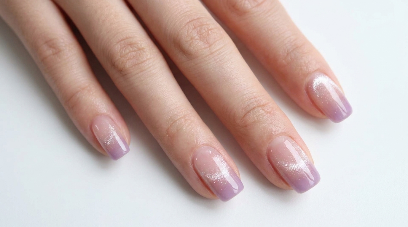 Różowo-fioletowe paznokcie z efektem dymu i kociego oka — tutorial krok po kroku