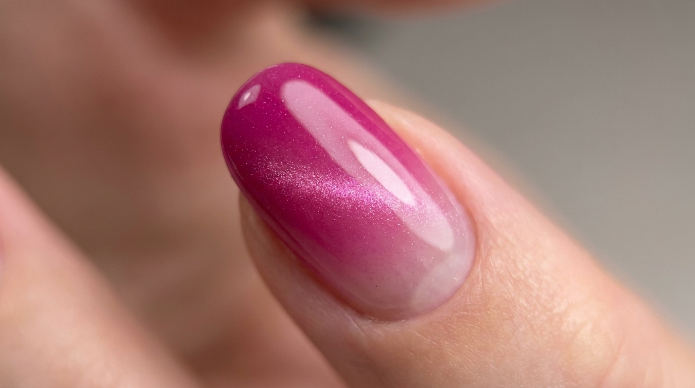 Magnetyczne paznokcie ombre w kolorze magenty — tutorial krok po kroku