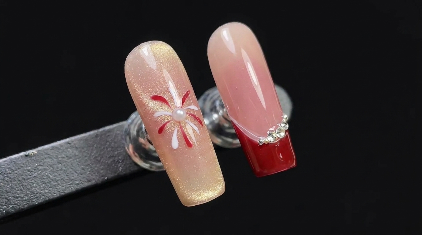 Noworoczne fajerwerki i klasyczny manicure francuski - tutorial krok po kroku