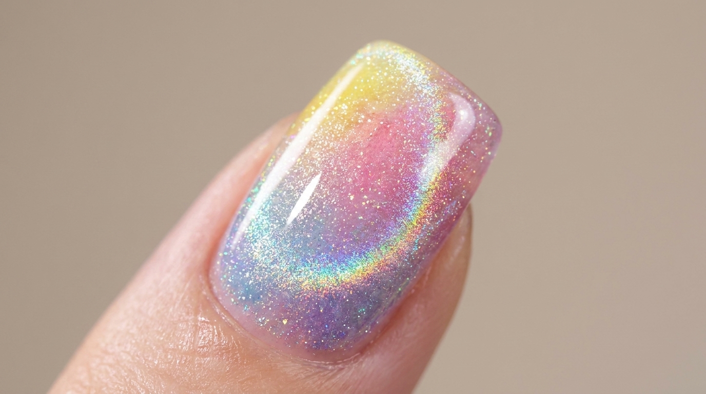 Paznokcie Dopamine Watercolor Gradient Cat-Eye — poradnik krok po kroku