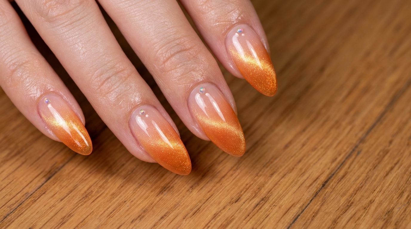 Paznokcie Sunset Ombre z Efektem Cat Eye — Artystyczny Poradnik Krok po Kroku