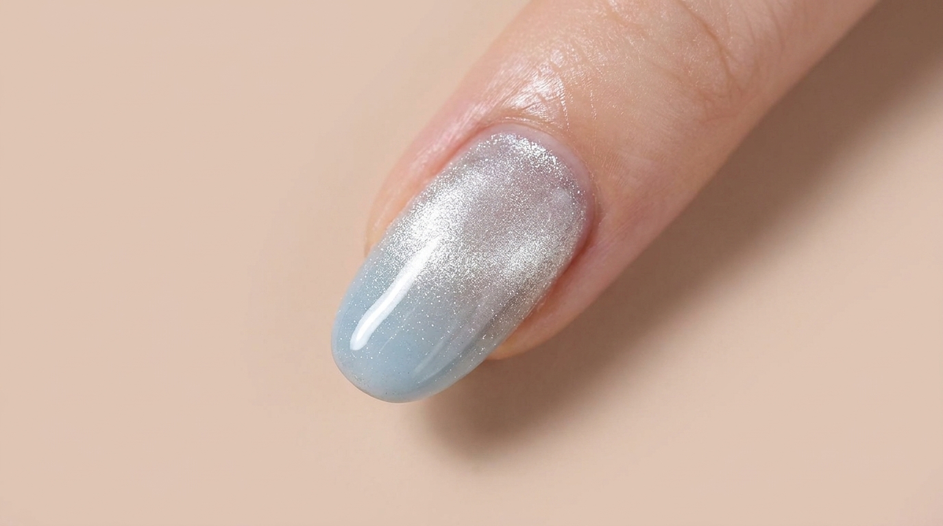 Błękitne Paznokcie Ombre z Efektem Cat-Eye — Krok po Kroku