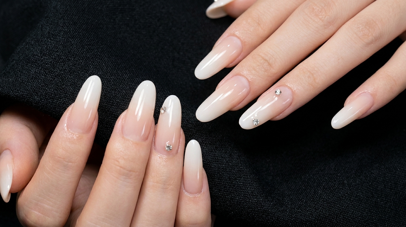 Mleczny gradient na paznokciach — elegancki tutorial ombre