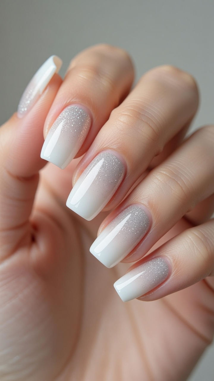 Manicure French z gradientem brokatowym — Elegancki tutorial żelowy