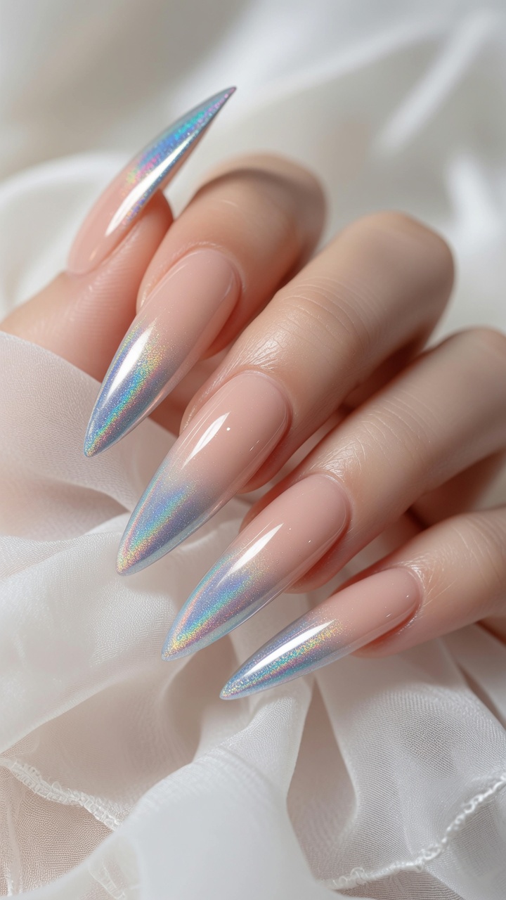 Holograficzne paznokcie ombre w stylu fairy – prosty poradnik krok po kroku