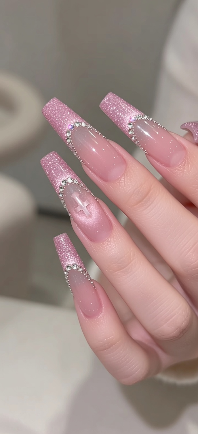 Słodkie Różowe Paznokcie Chrome Hearts z Efektem Blush French — Tutorial Krok po Kroku
