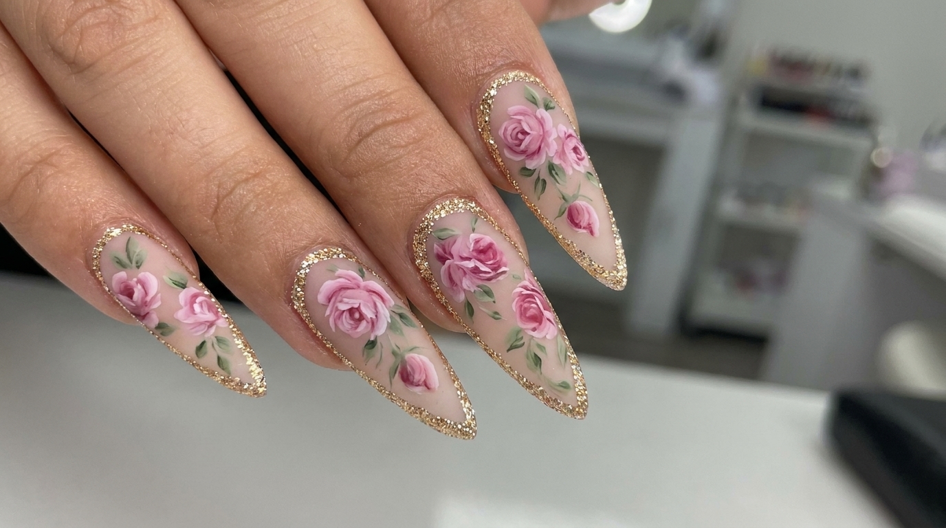 Matowe róże z platynowym wykończeniem — tutorial na stiletto