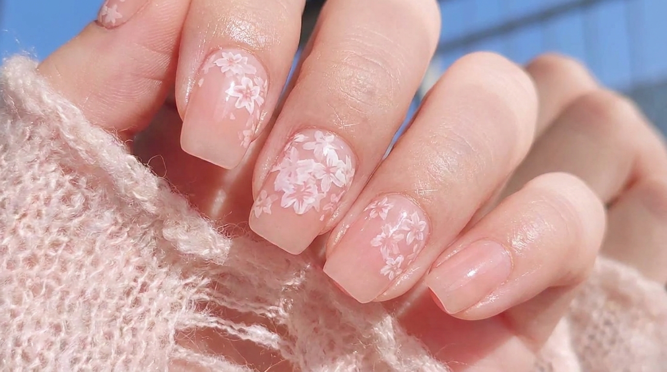 Ręcznie malowane paznokcie w kwiaty wiśni: Tutorial Sakura