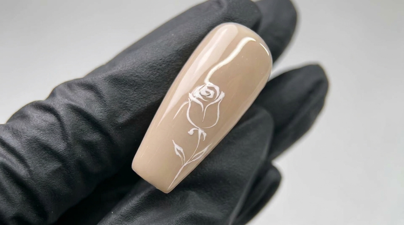 Minimalistyczny manicure z różą — elegancki tutorial krok po kroku