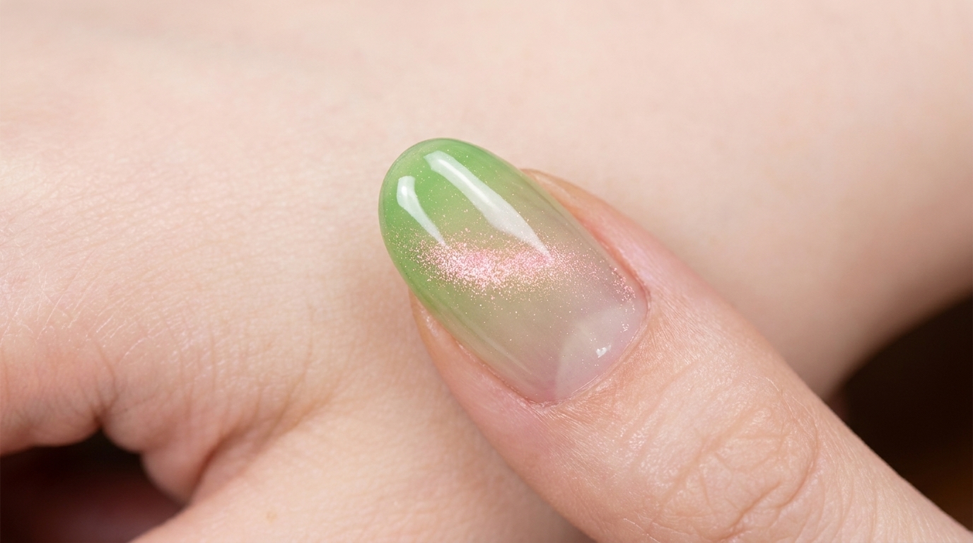 Wiosenny manicure z efektem honeydew green cat-eye: instrukcja krok po kroku