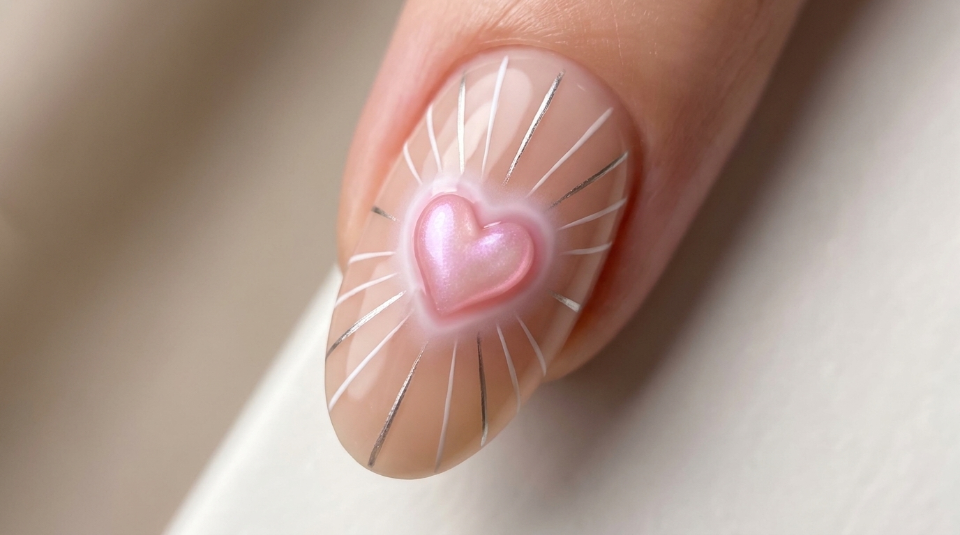 Paznokcie Cat Eye z Sercem w Stylu Holy Light — Tutorial Fairycore