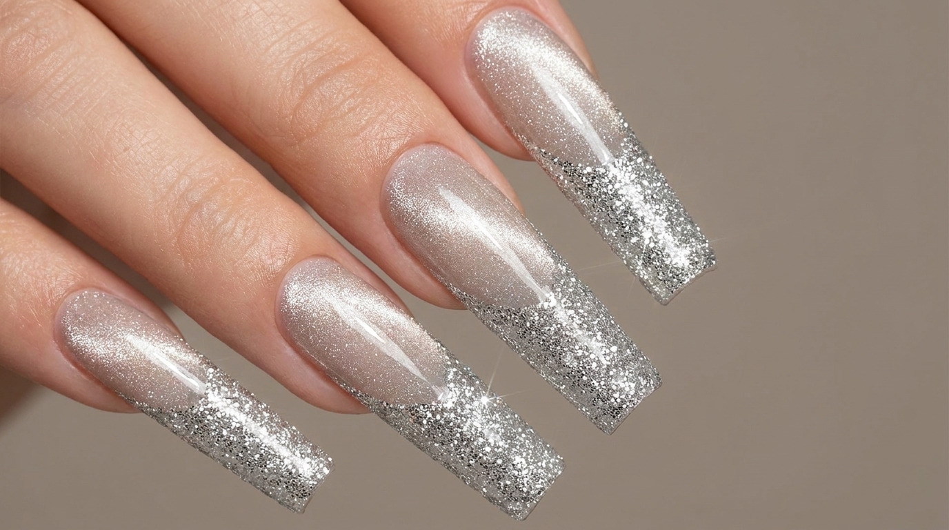 Francuski brokatowy manicure z efektem Cat-Eye — Luksusowy tutorial