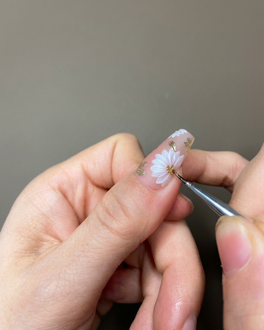 Dłoń umieszczona w profesjonalnej lampie UV/LED z utwardzającym się gotowym manicure.