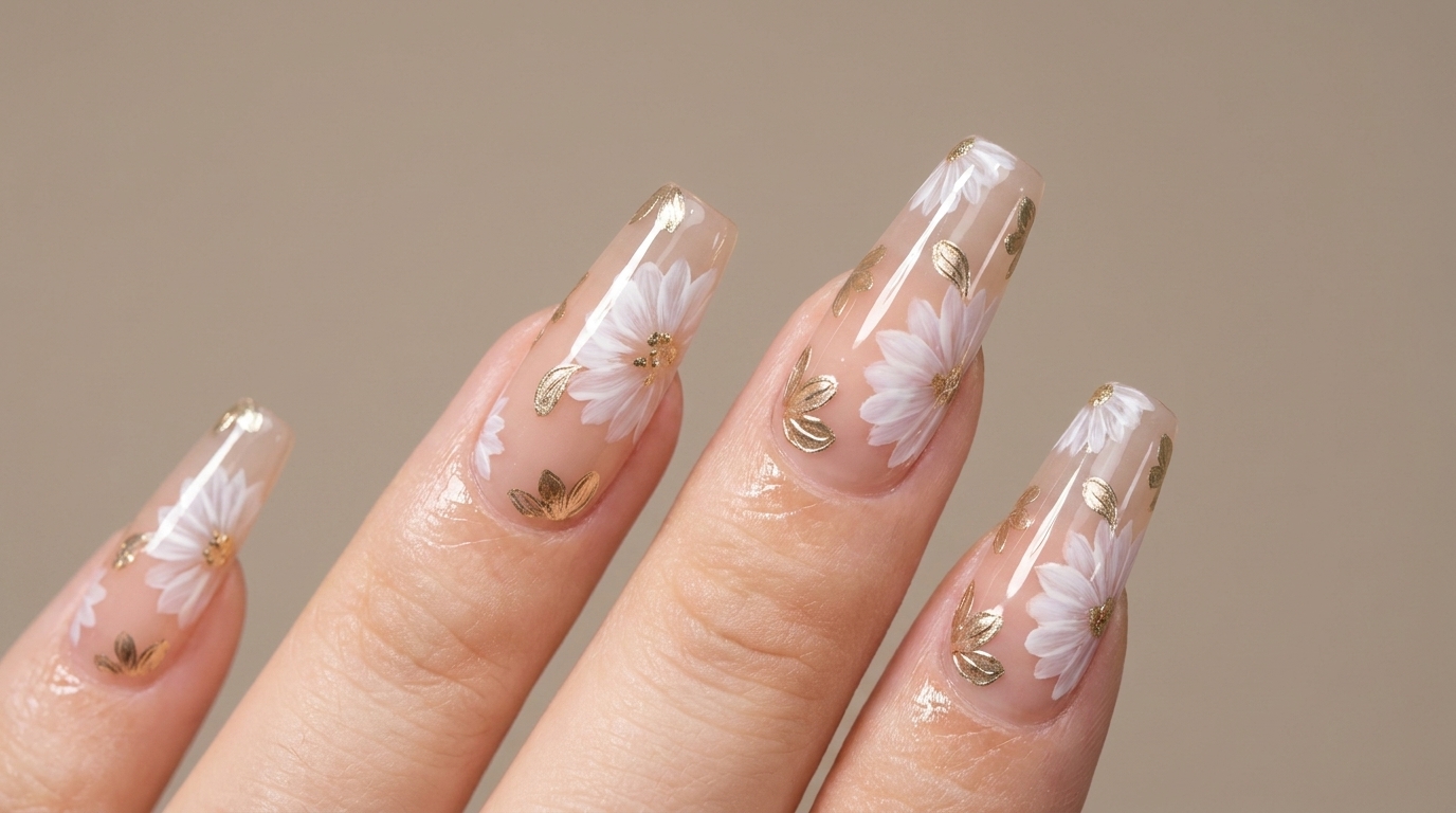 Eleganckie Kwiatowe Paznokcie z Efektem Chrome — Tutorial Krok po Kroku