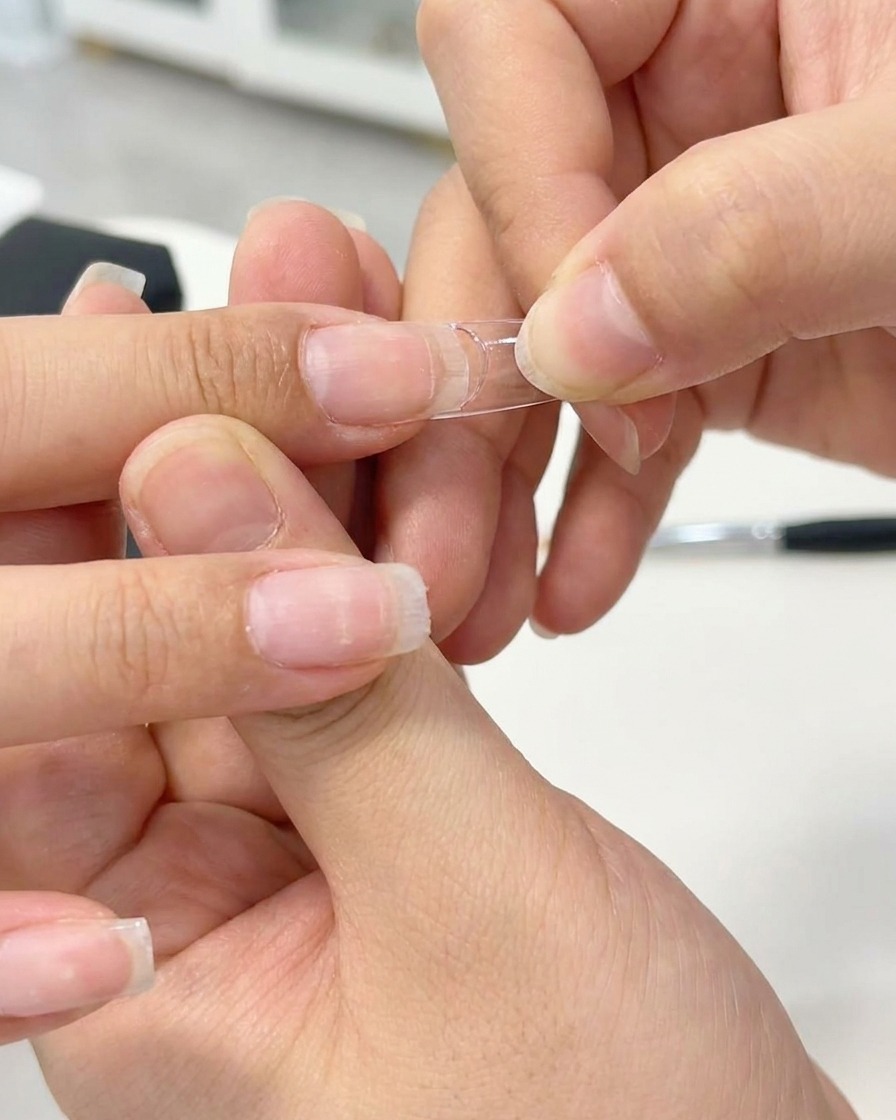 Tips utwardzany pod małą, przenośną lampą LED.