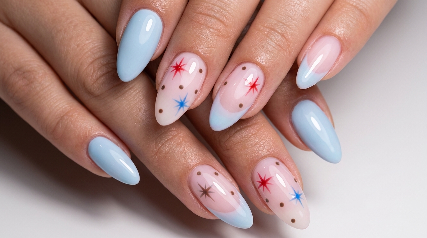 Niebiesko-Różowe Paznokcie z Gwiazdkami — Tutorial na Celestial Gel Manicure