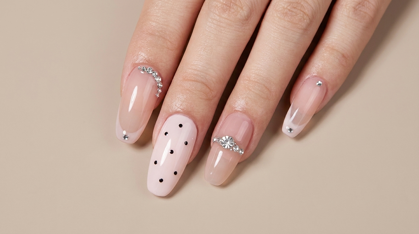 Delikatny Różowy Manicure Żelowy z Cyrkoniami — Tutorial Krok po Kroku