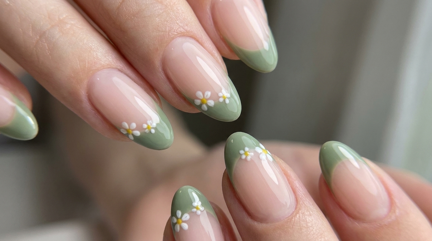 Francuski manicure z motywem kwiatów wiśni — elegancki tutorial wiosenny
