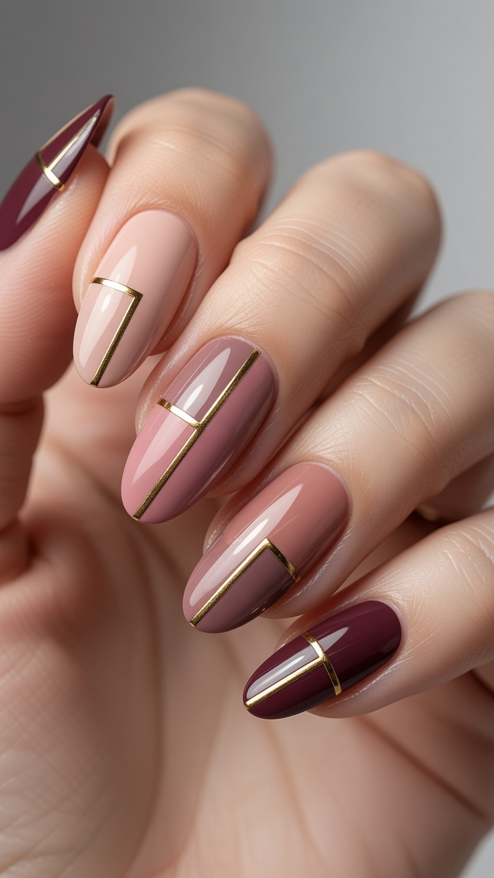 Tutorial na geometryczny manicure z akcentami złota