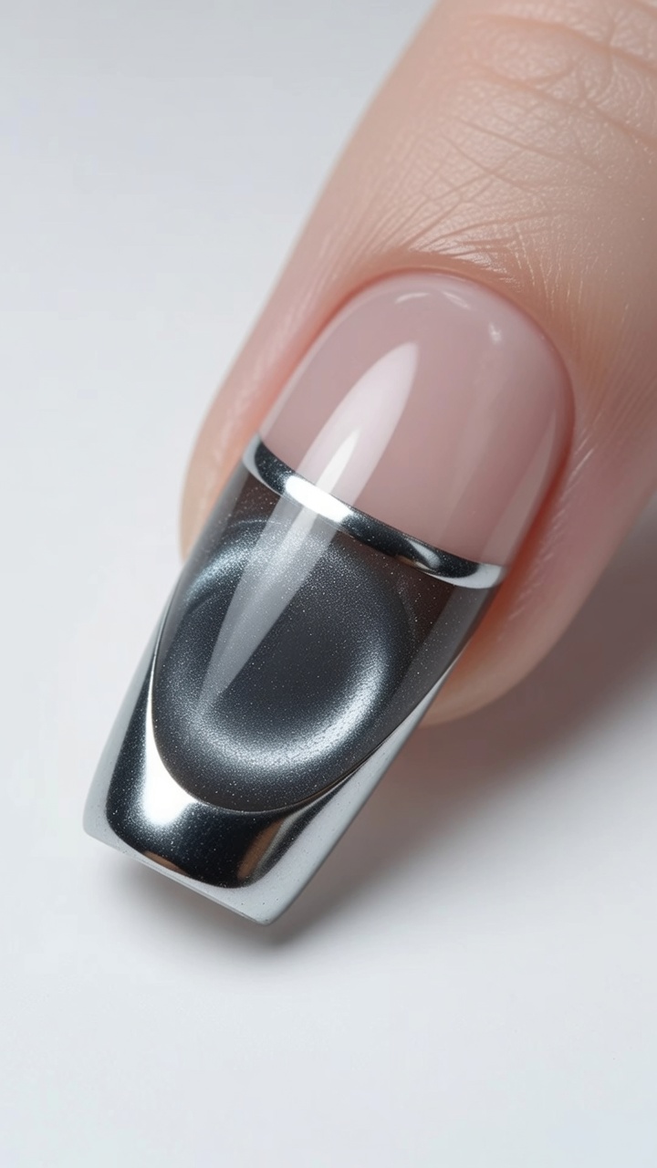 Chromowany French Cat Eye — Modny Tutorial Negative Space