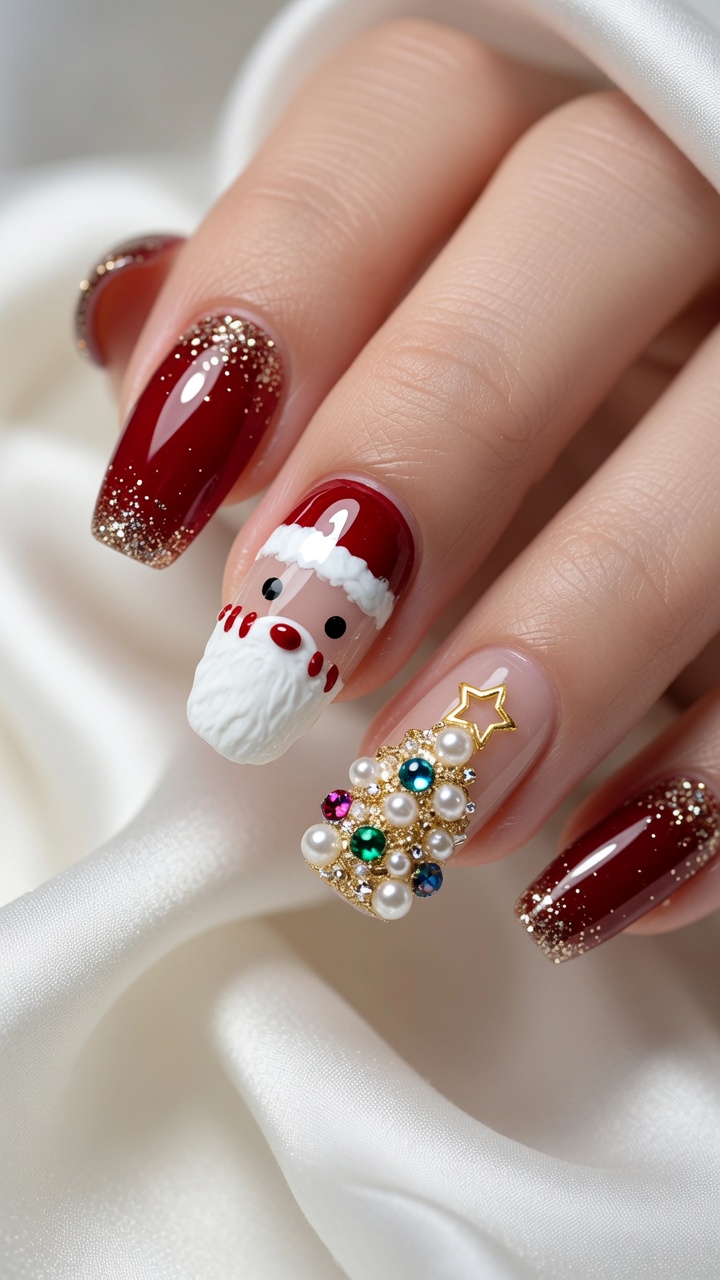 Świąteczny tutorial: Manicure ze Świętym Mikołajem i zdobieniem 3D