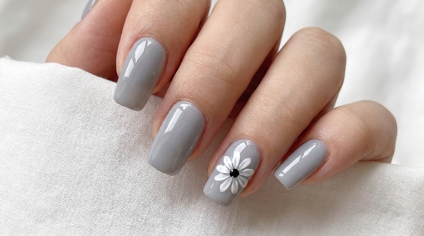Japoński manicure z motywem stokrotek — tutorial krok po kroku