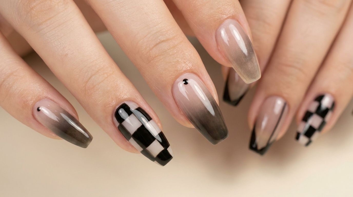 Paznokcie w Szachownicę i Nude Gradient — Poradnik Krok po Kroku