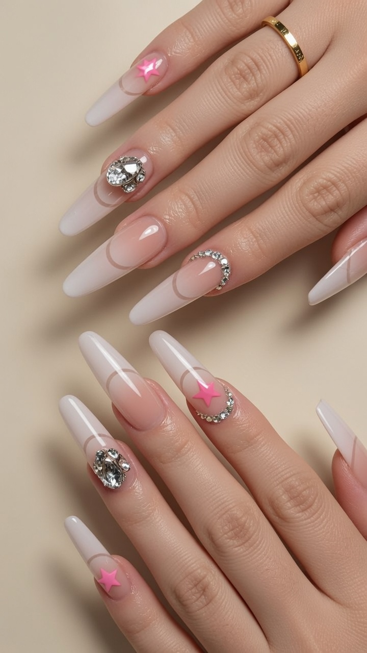 Francuski Manicure Ombre z Gwiazdkami i Cyrkoniami — Poradnik Krok po Kroku