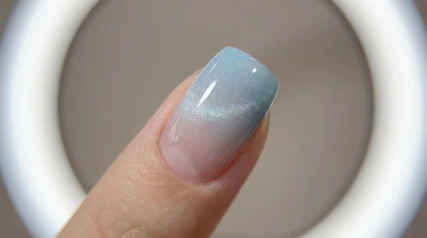 Letnie Niebieskie Paznokcie Ombre Cat Eye z Efektem Gradientu — Krok po Kroku