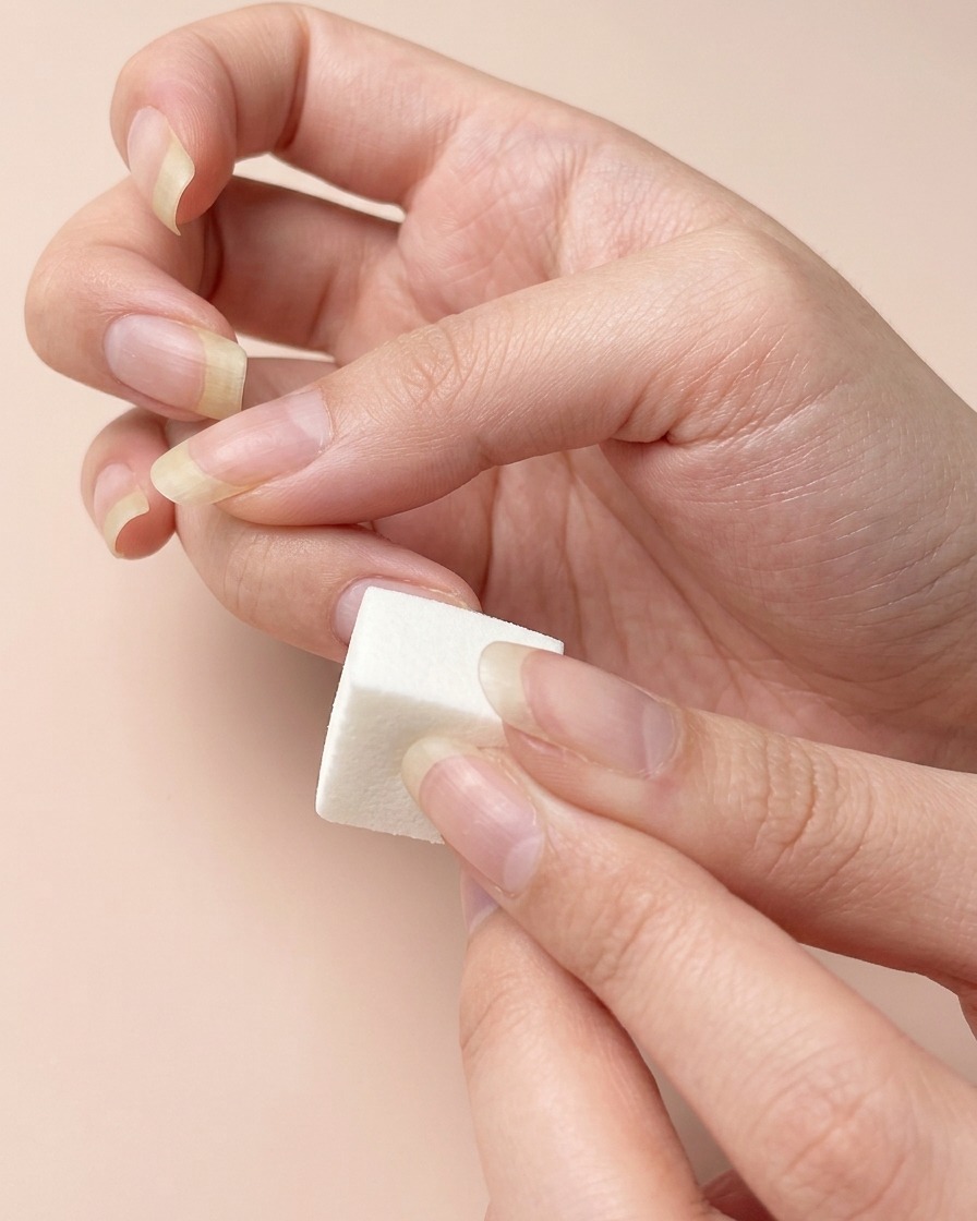 Ein Finger wird für die Farbverlauf-Schicht unter eine Aushärtungslampe gelegt.