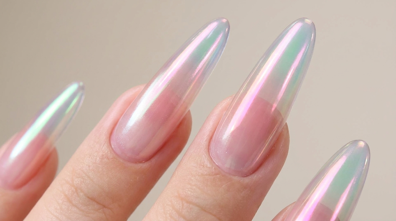 Długie paznokcie Aurora Bubble z efektami Blush i Cat-Eye — Poradnik krok po kroku