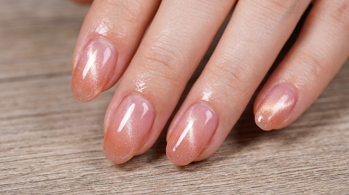Brzoskwiniowy gradient w stylu cat-eye — krok po kroku