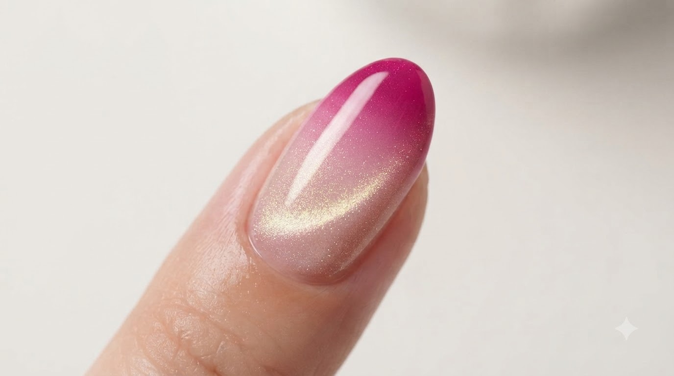 Różowe Ombré i Magnetyczny Żel Cat Eye — Krok po Kroku