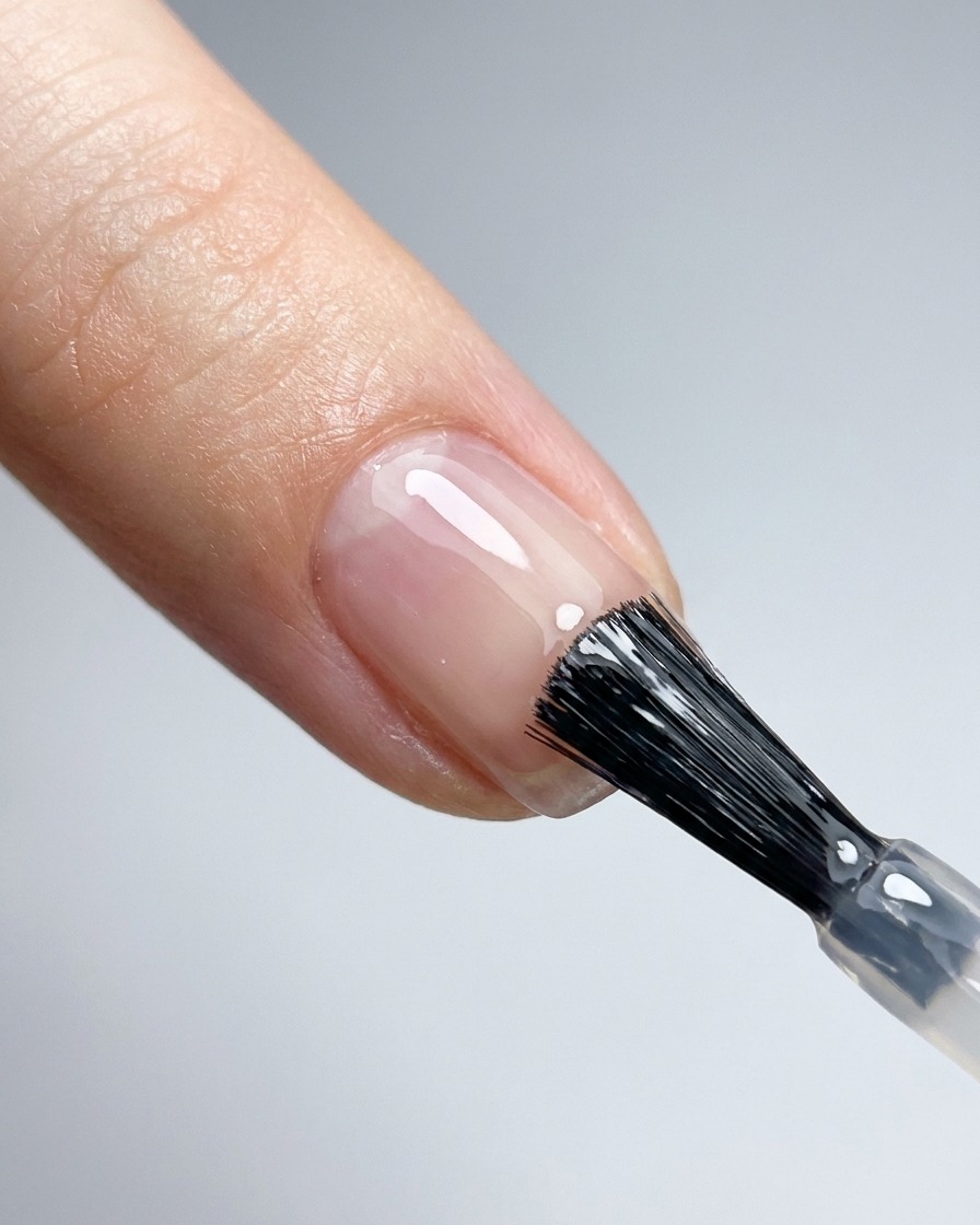 Eine tragbare UV/LED-Lampe härtet die fertige Nagelmodellage aus.