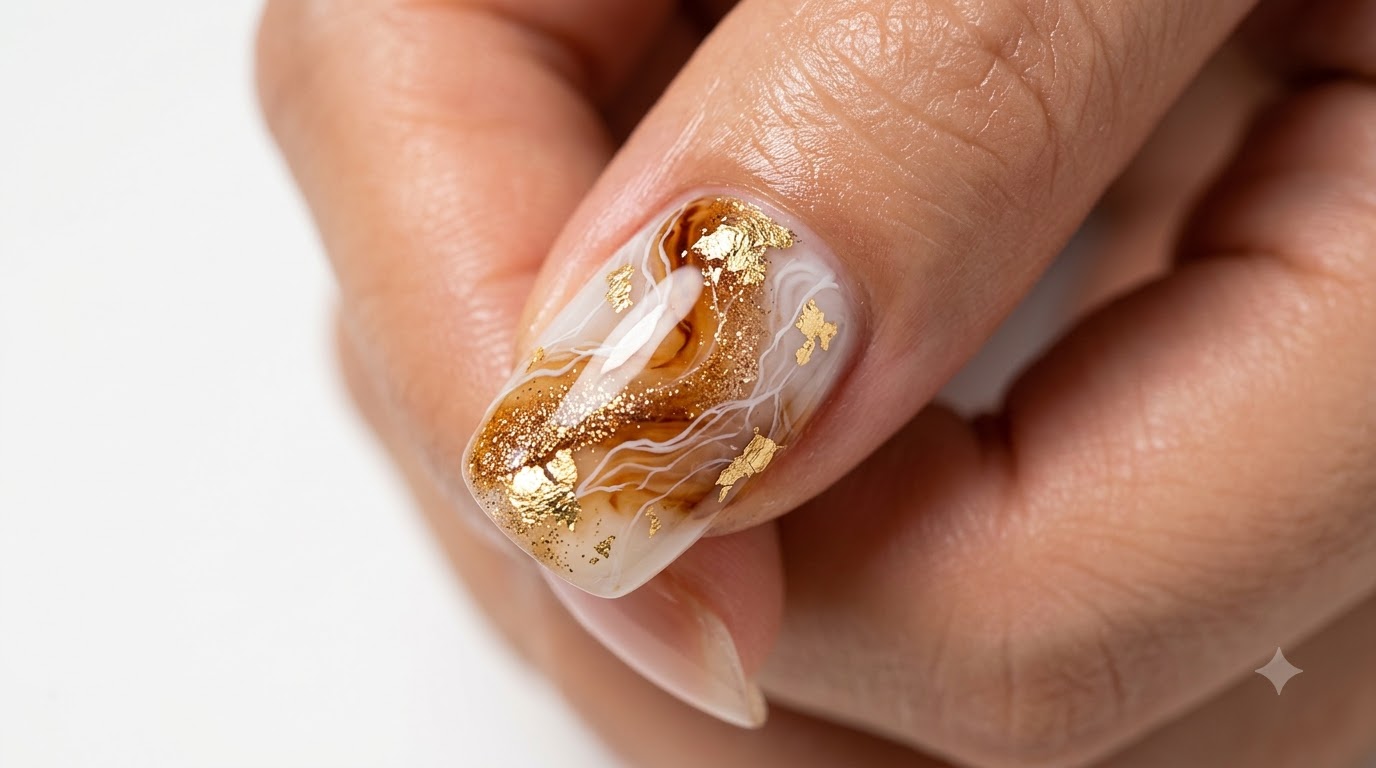 Jesienne paznokcie Golden Sand Jade — Instrukcja krok po kroku