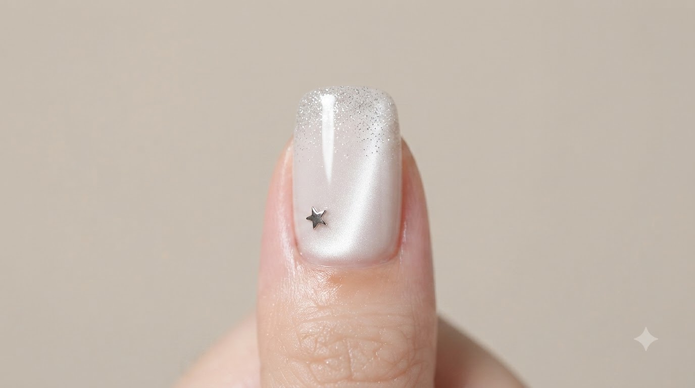 Błyszczące Gradientowe Paznokcie White Cat Eye — Elegancki Samouczek Krok po Kroku