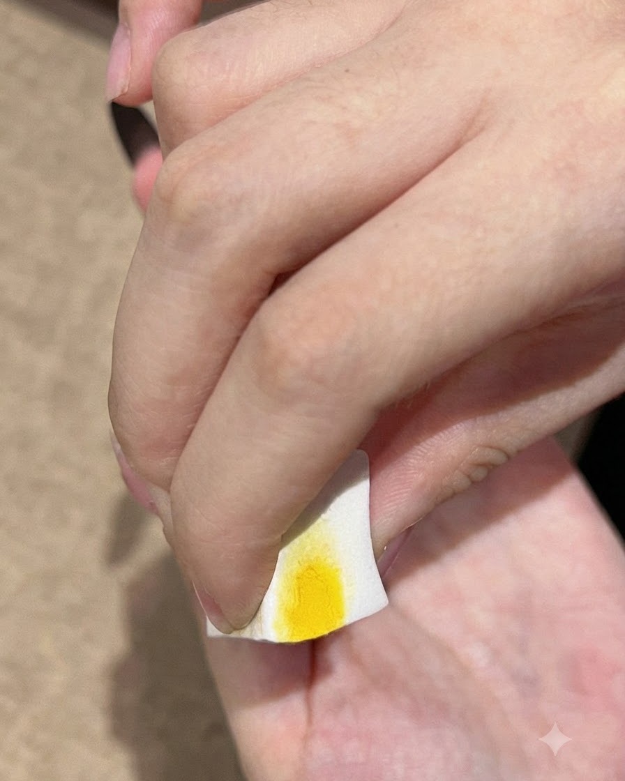Gąbka nakładająca ostateczny akcent czarnego koloru gradientowego na manicure na końcówce paznokcia.