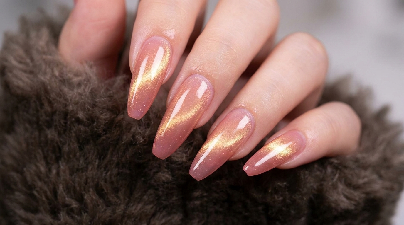 Brzoskwiniowe Ombré i Cat-Eye z Efektem Kociociągu — Instrukcja Krok po Kroku