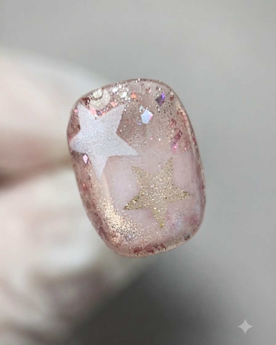 Paznokieć oświetlony pod lampą UV LED do utwardzania żelu.