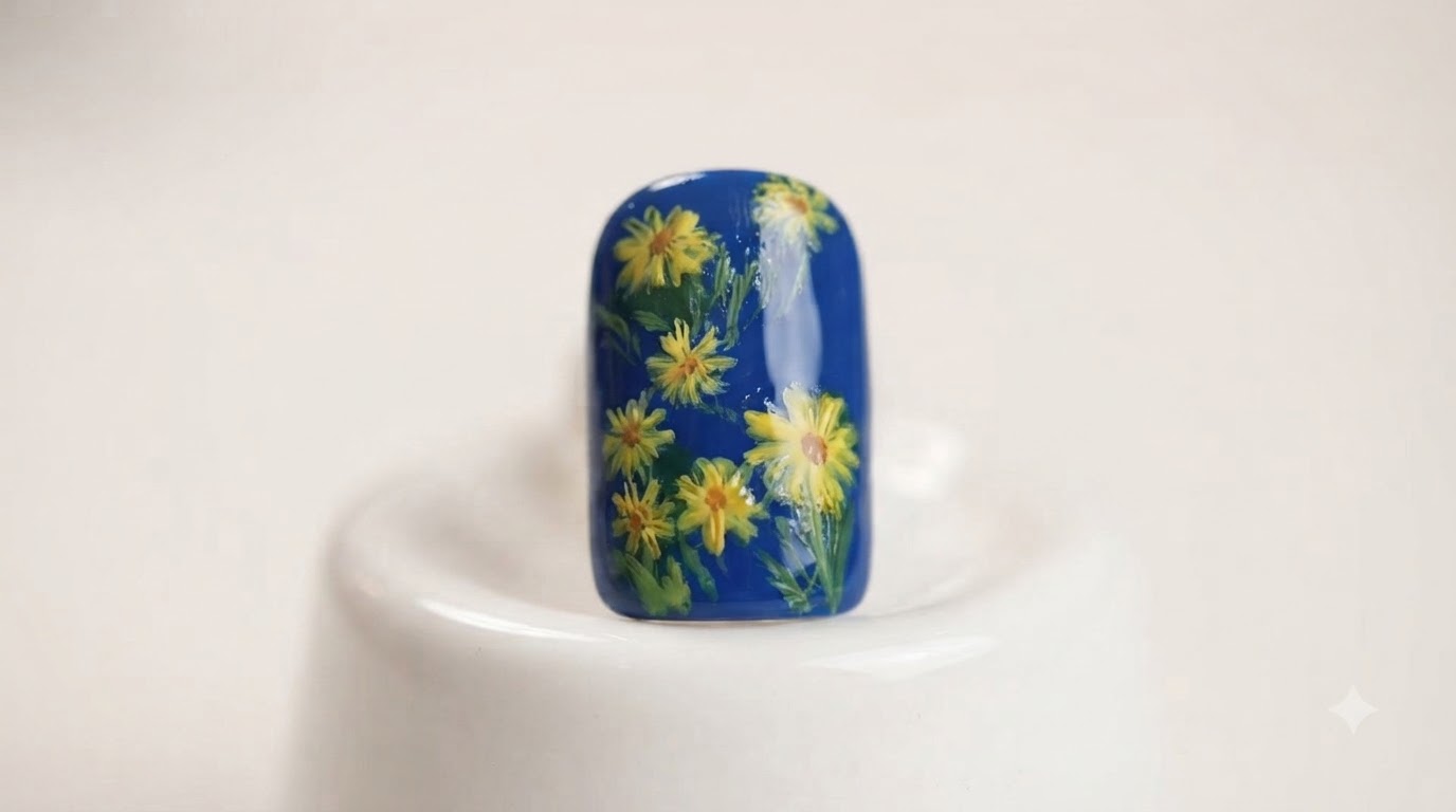 Wiosenno-letnie paznokcie w stokrotki — Ręcznie malowany tutorial żelowy