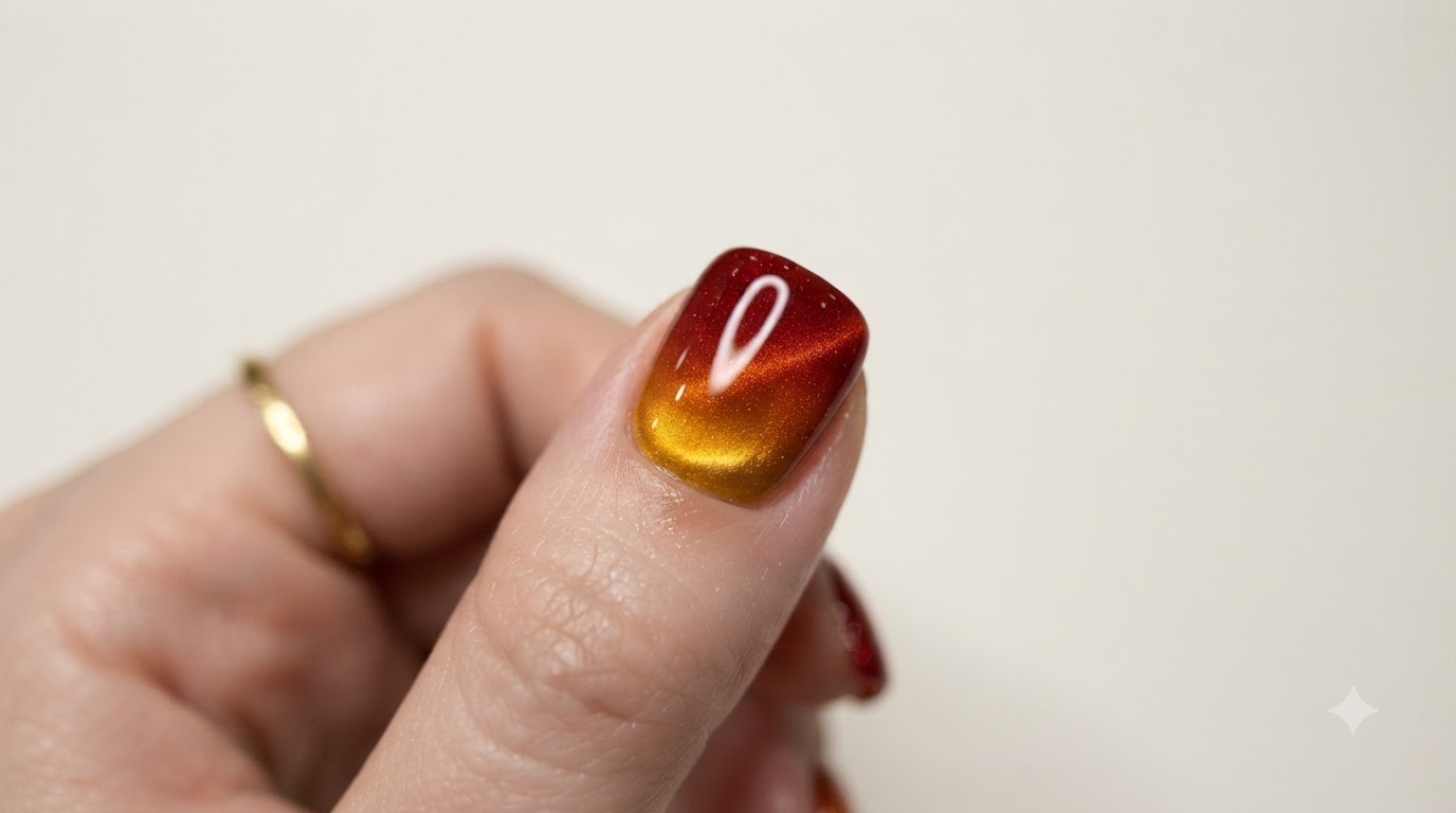 Pomarańczowo-żółty gradient Cat Eye — Instrukcja krok po kroku