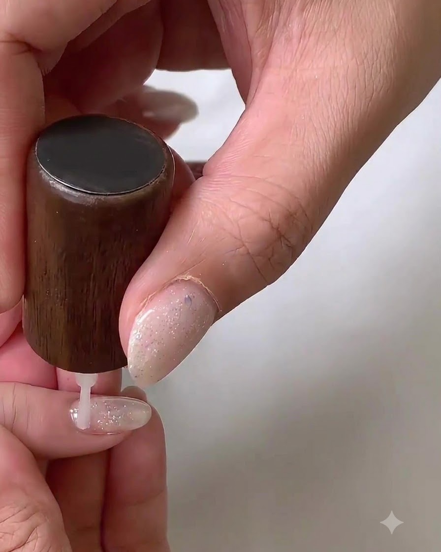 Miękka szczoteczka do paznokci omiatająca pył z powierzchni manicure.