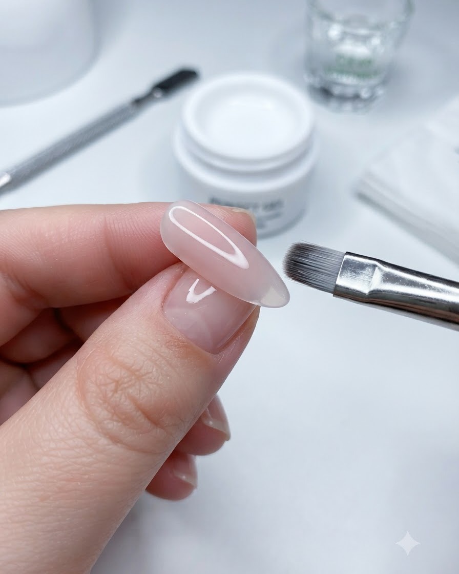 Ein manikürter Nagel zeigt einen Cat-Eye-Reflektionseffekt mit Seitenlicht-Glasperle.