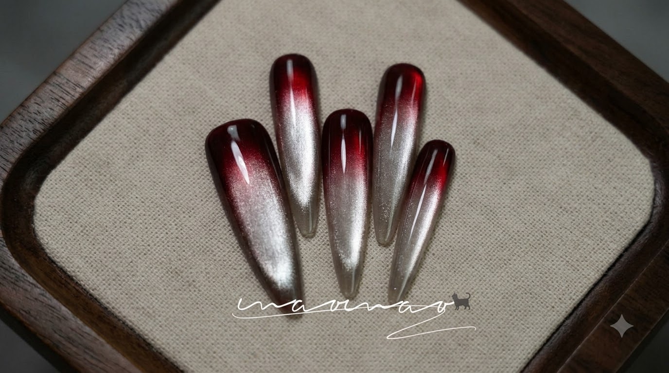 Ciemnoczerwone Ombre Cat Eye — Krok po Kroku
