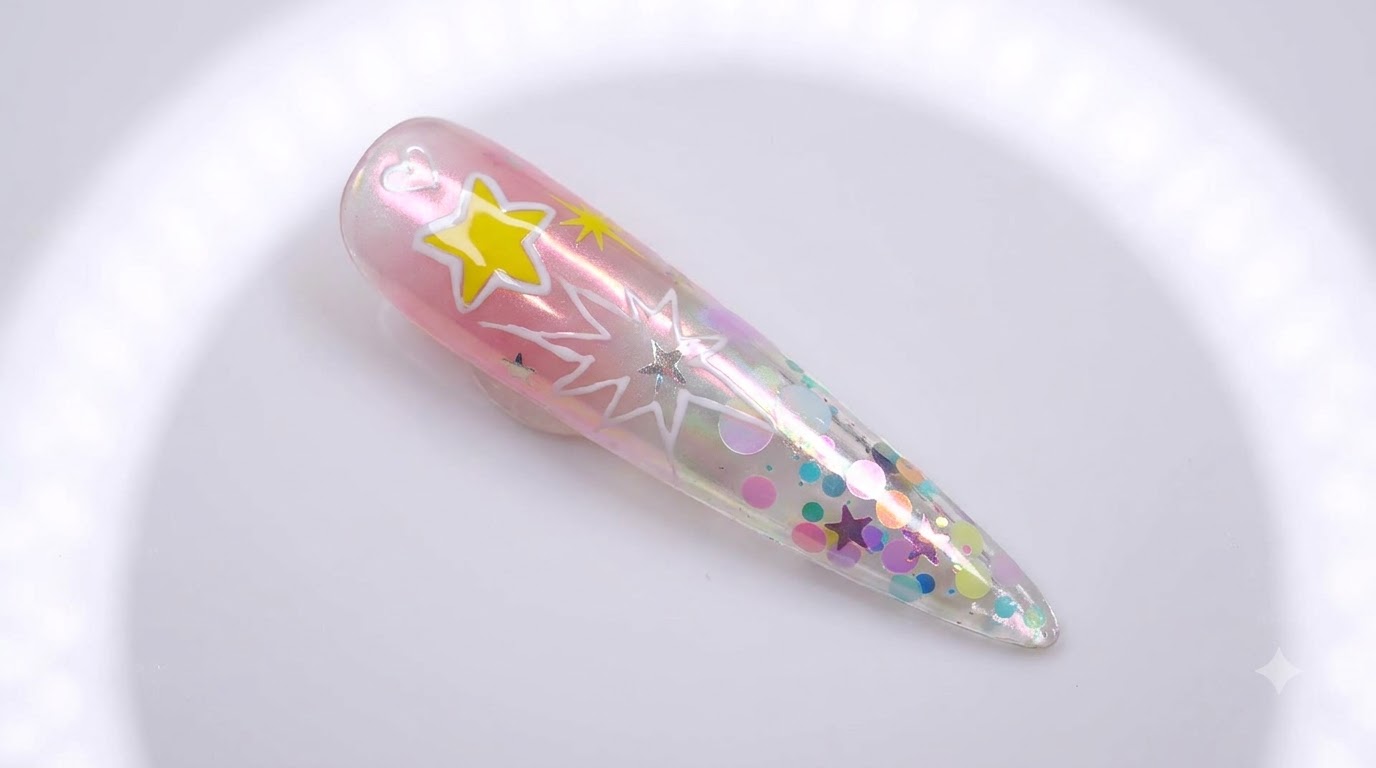 Aurora Explosion Star Stiletto Nails — Krok po kroku