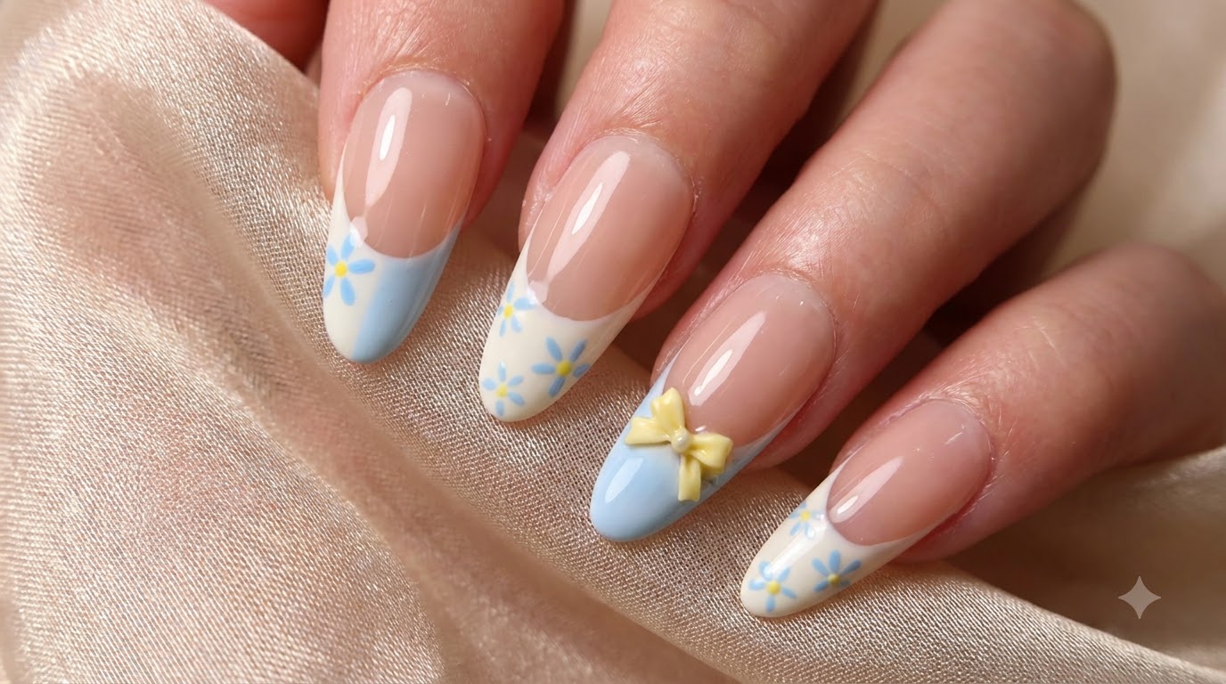 French Manor: Zdobione Kwiatami Sztuczne Paznokcie z Francuskim Manicure — Krok po Kroku