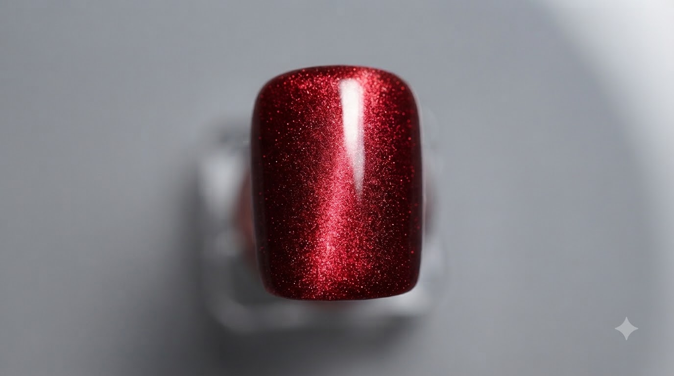 Miękkie, zamglone różowe paznokcie Noworoczne Red Cat Eye — tutorial z motywem kwiatowym