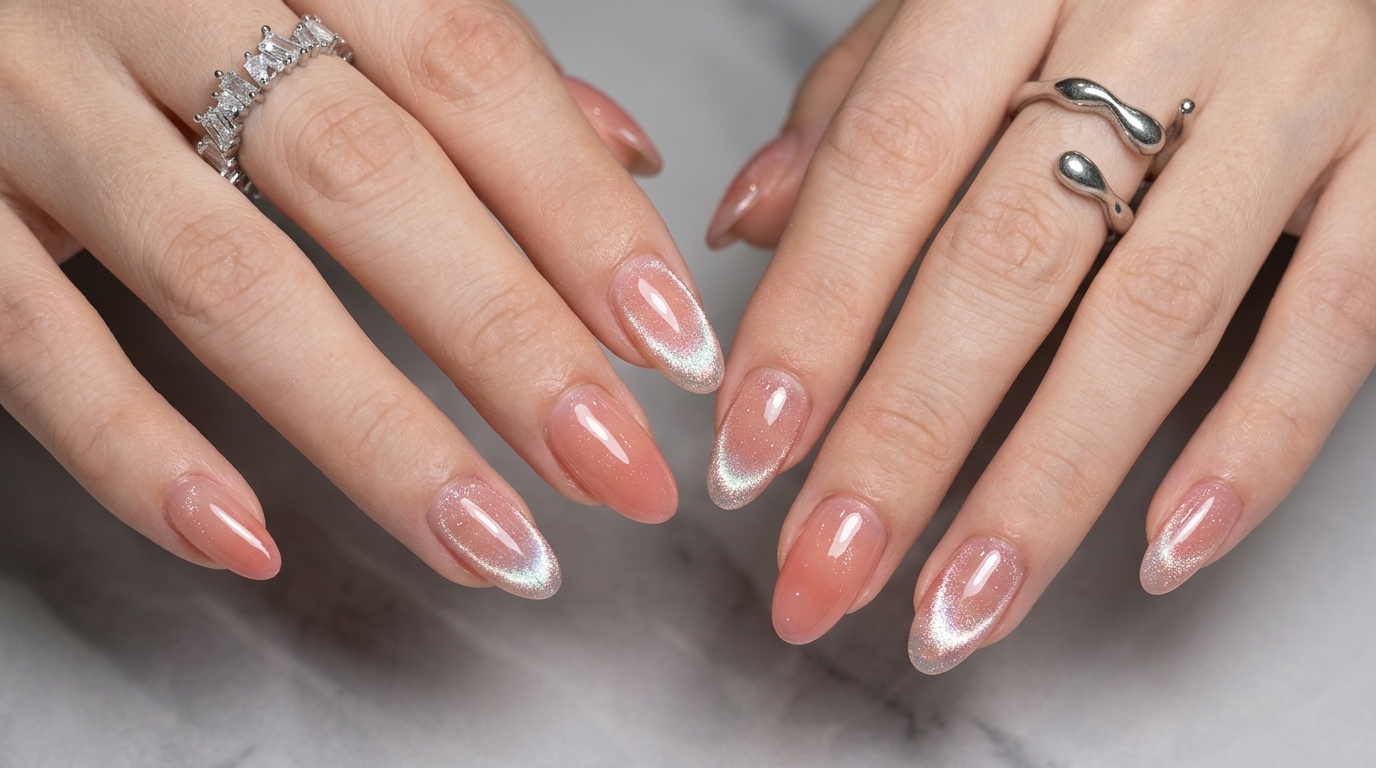 Brzoskwiniowy Gradient i Magnetyczne Paznokcie Cat-Eye — Instrukcja Krok po Kroku