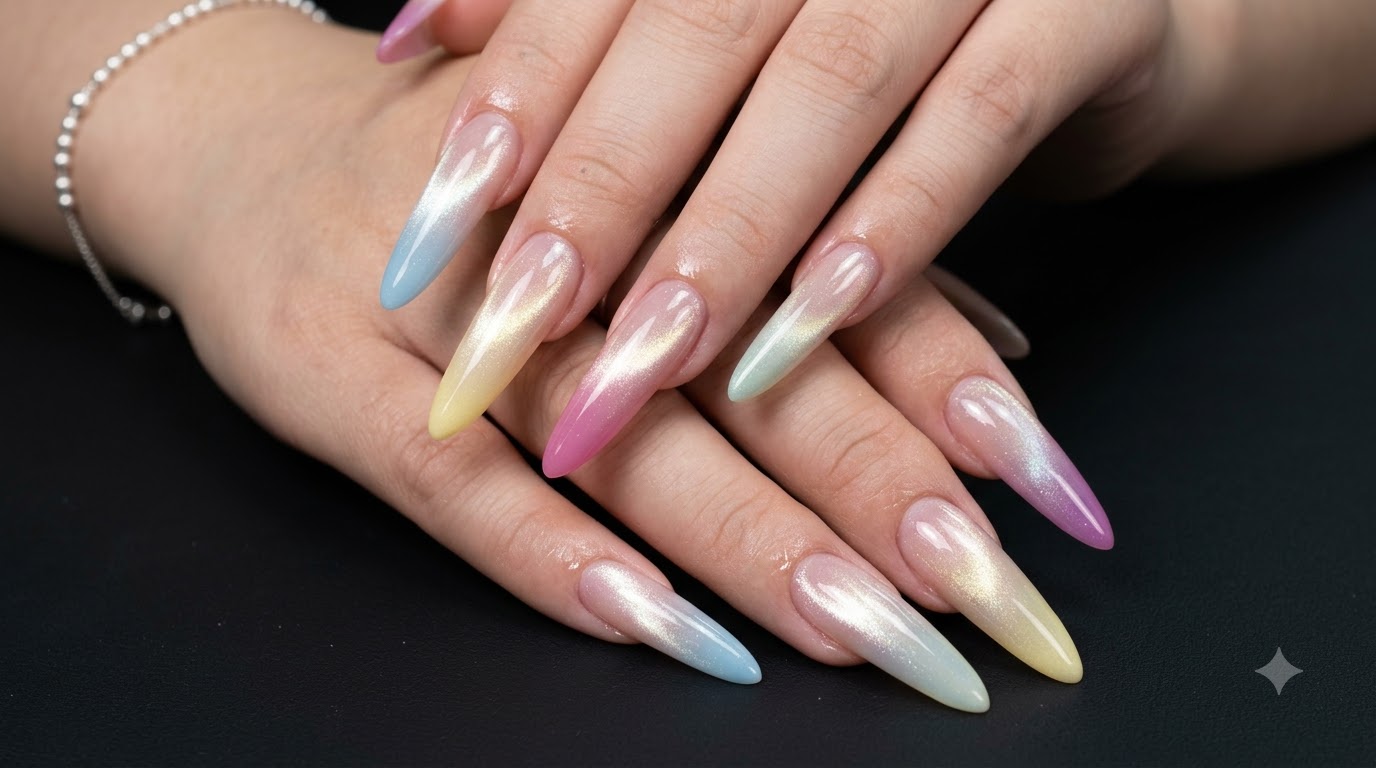 Pastel Ombre Cat Eye Nails — Wiosenny i Letni Gradient w Stylu Macaron