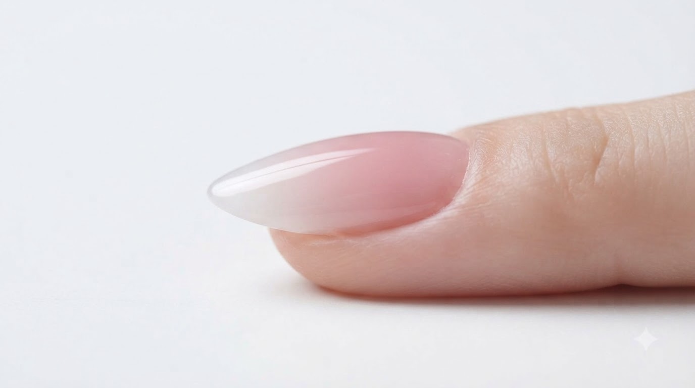 Mleczno-białe i różowe ombre paznokcie żelowe — tutorial krok po kroku